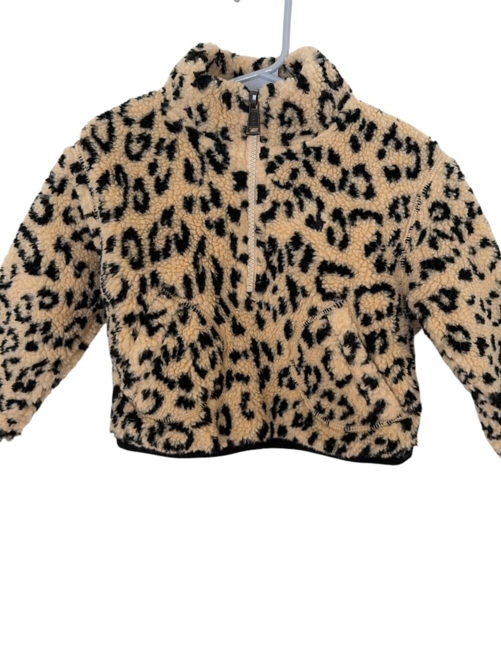 Polo Ralph Lauren Girls Cheetah High Pile Fleece Quarter Zip Pullover